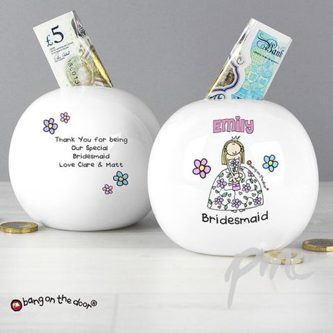 Personalised Bang On The Door Wedding Girl Money Box