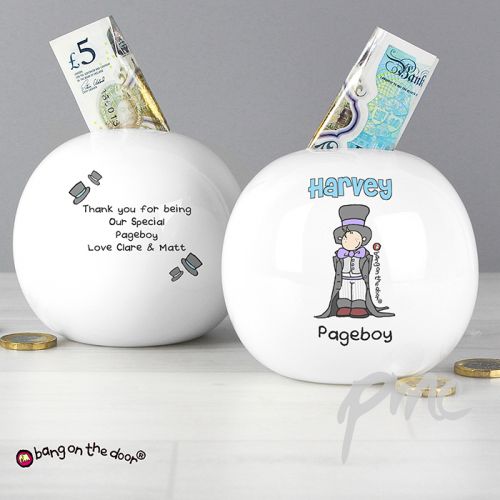 Personalised Bang On The Door Wedding Boy Money Box
