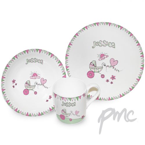 Personalised Pram Bunting Breakfast Set