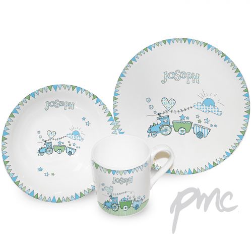 Personalised Train Bunting Breakfast Set