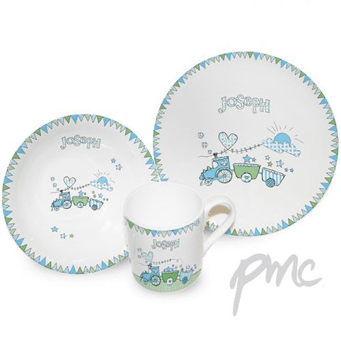 Personalised Train Bunting Breakfast Set