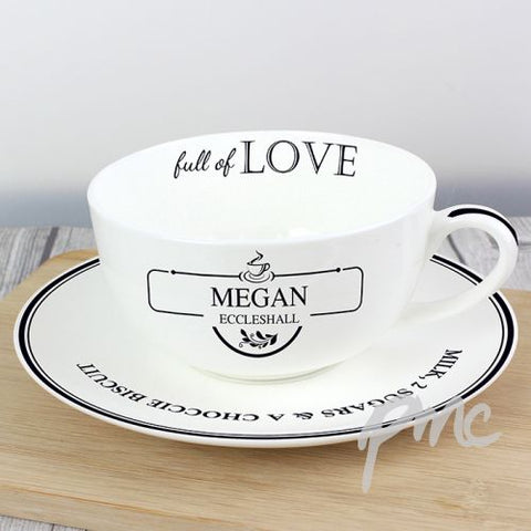 Personalised Full of Love Teacup & Saucer