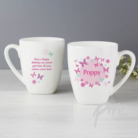 Personalised Butterfly Latte Mug