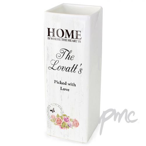 Personalised Shabby Chic White Square Vase