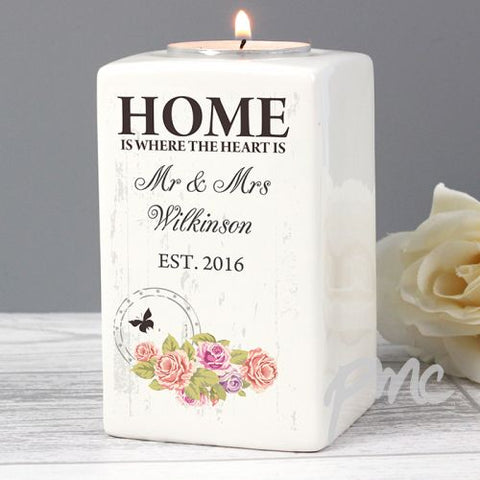 Personalised Shabby Chic Ceramic Tea Light Candle Holder
