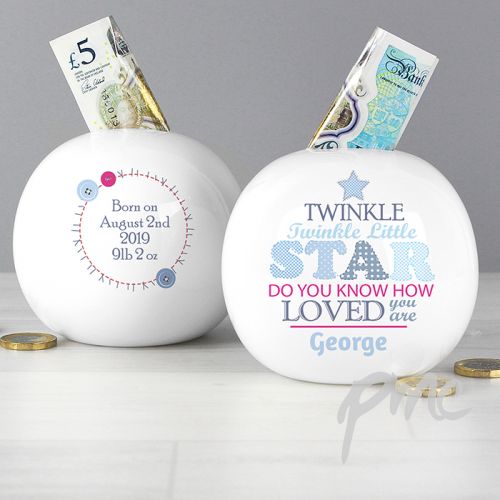 Personalised Twinkle Boys Money Box