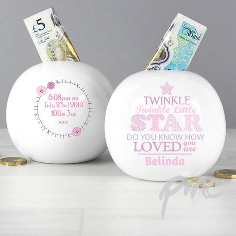 Personalised Twinkle Girls Money Box