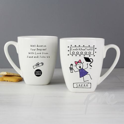 Personalised Purple Ronnie Female Graduation Latte Mug