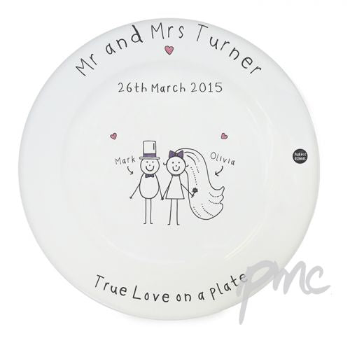 Personalised Purple Ronnie Wedding Message Plate