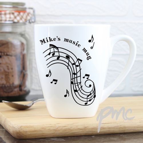 Personalised Musical Notes Latte Mug