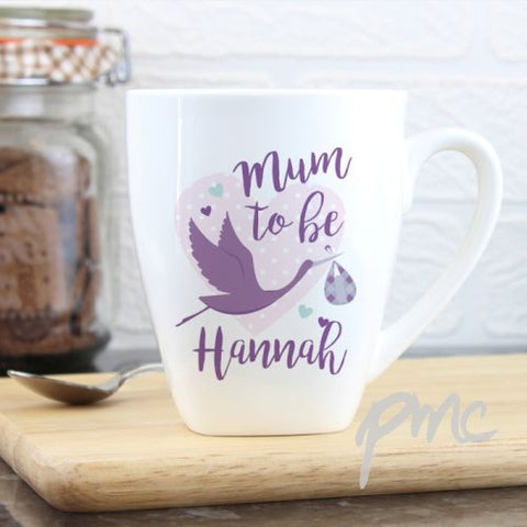 Personalised Mum to Be Stork Latte Mug