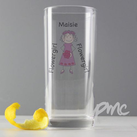Personalised Cartoon Wedding Young Lady Hi Ball Glass