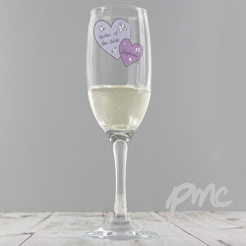 Personalised Butterfly Hearts Wedding Flute