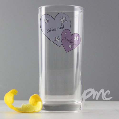 Personalised Butterfly Hearts Hi Ball Glass