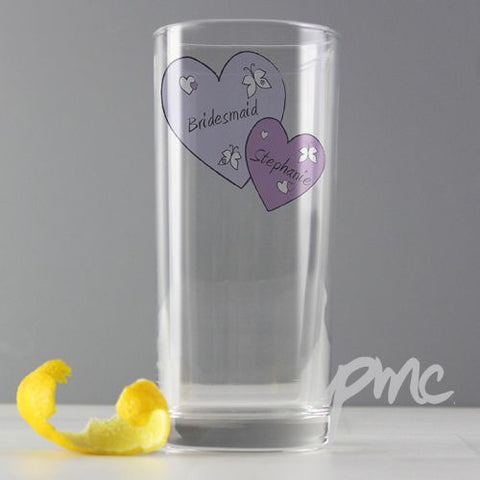Personalised Butterfly Hearts Hi Ball Glass