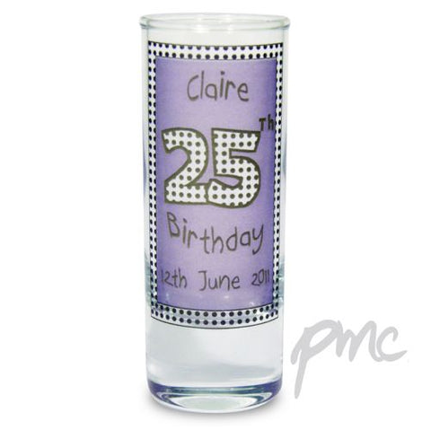 Personalised Lilac Happy Birthday Shot Glass