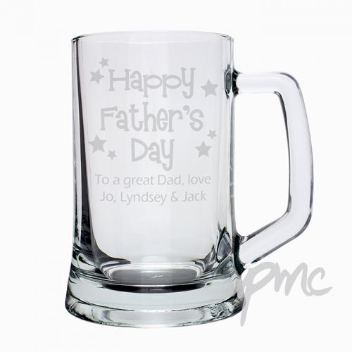 Personalised Happy Father's Day Stars Pint Stern Tankard