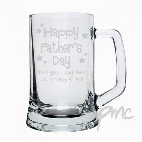 Personalised Happy Father's Day Stars Pint Stern Tankard