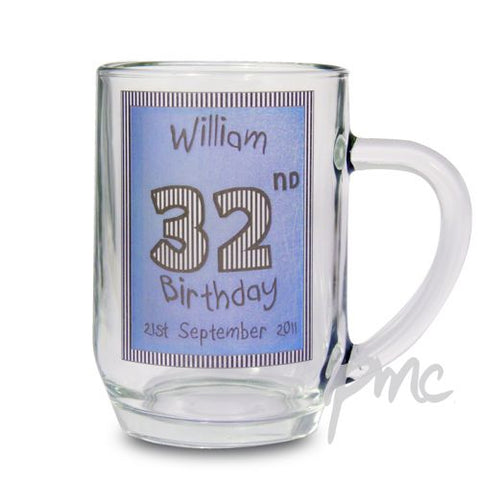 Personalised Blue Happy Birthday Tankard