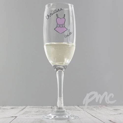 Personalised Dotty Wedding Bride Flute