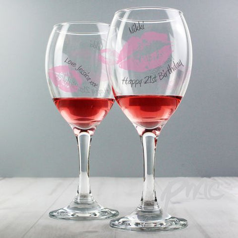 Personalised Kiss Wine Glass