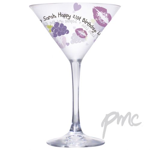 Personalised Lips & Grapes Cocktail Glass