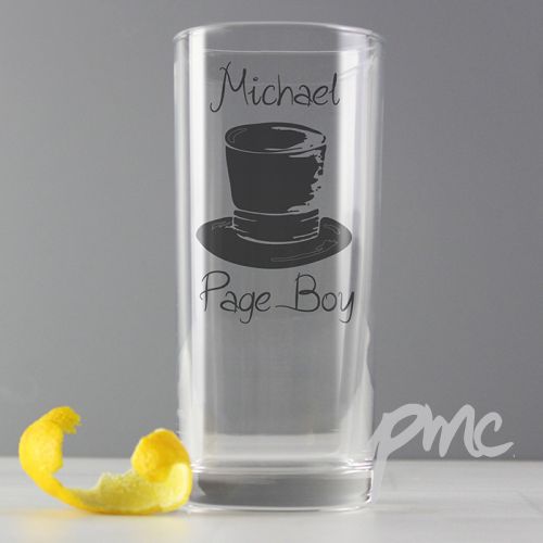 Personalised Wedding Top Hat Hi Ball Glass