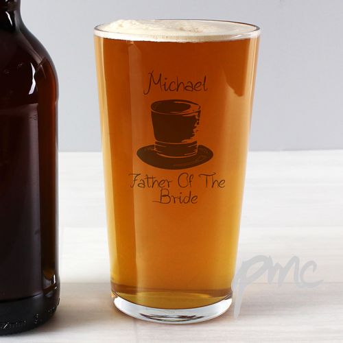 Personalised Wedding Top Hat Pint Glass