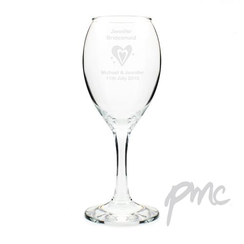 Personalised Designer Wine Glass-Hearts