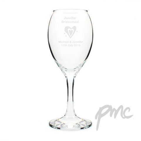 Personalised Designer Wine Glass-Hearts
