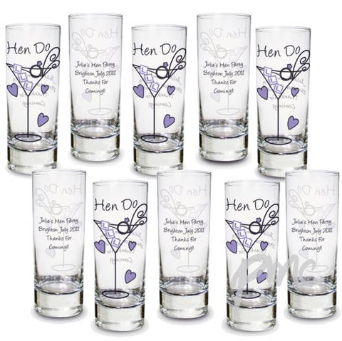 Personalised Hen Shot Glasses Pack of 10