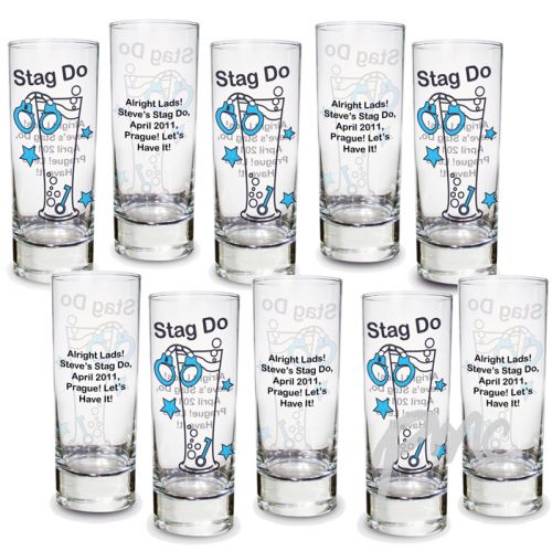Personalised Stag Do Shot Glasses Pack of 10