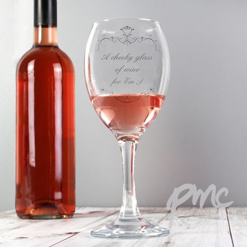 Personalised Ornate Swirl Wine Glass