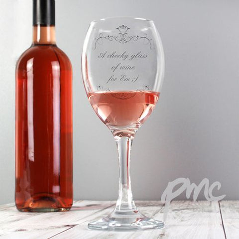 Personalised Ornate Swirl Wine Glass