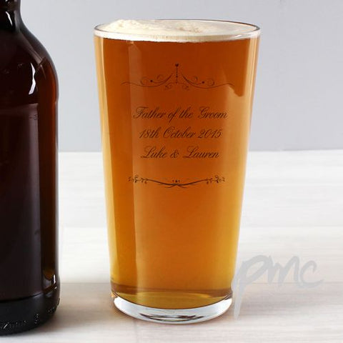 Personalised Ornate Swirl Pint Glass