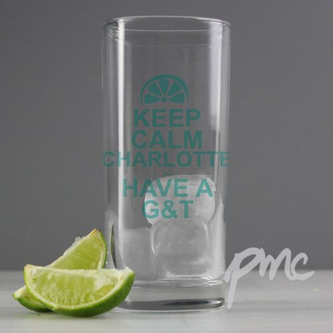 Personalised Keep Calm G&T Glass