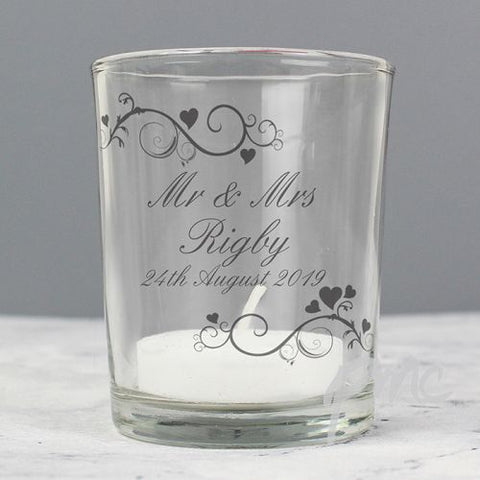 Personalised Ornate Swirl Votive Candle Holder
