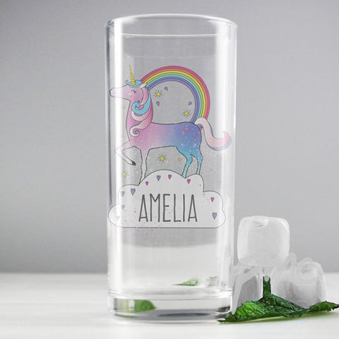 Personalised Unicorn Hi Ball Glass
