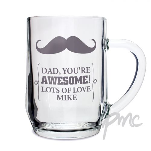 Personalised Moustache Glass Tankard