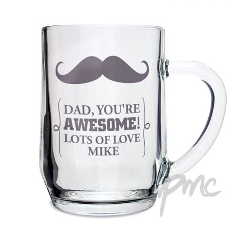 Personalised Moustache Glass Tankard
