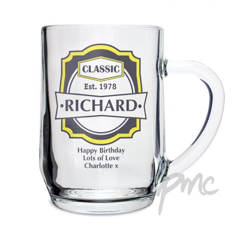 Personalised Classic Glass Tankard