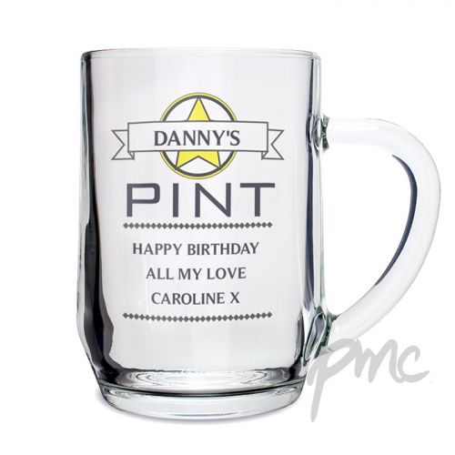 Personalised Diamond Glass Tankard
