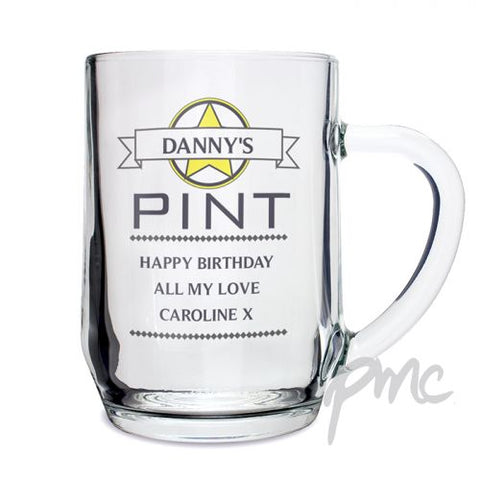 Personalised Diamond Glass Tankard