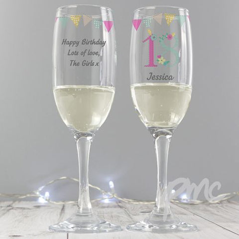 Personalised Birthday Craft Glass Flute