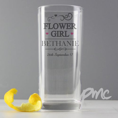 Personalised Mr & Mrs Flower Girl Hi Ball Glass