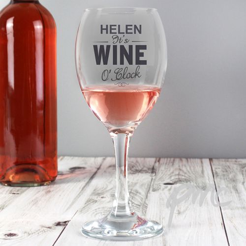 Personalised Wine O'Clock Wine Glass