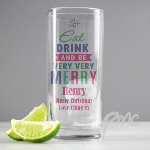 Personalised Merry Christmas Bright... Hi Ball Glass