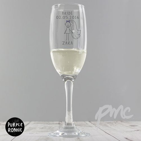 Personalised Purple Ronnie Bride Wedding Flute