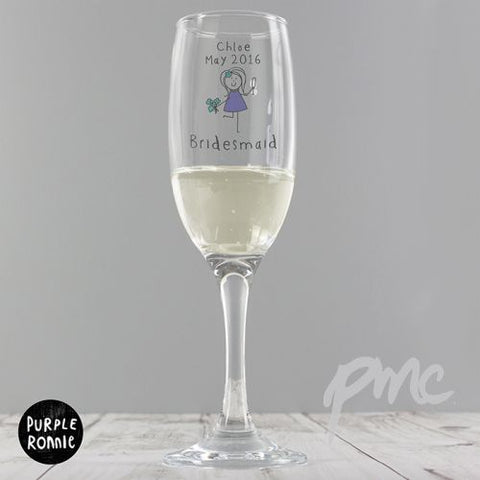 Personalised Purple Ronnie Female Wedding Flute