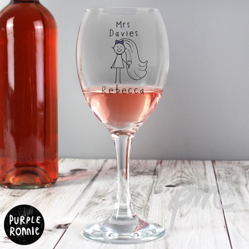Personalised Purple Ronnie Bride Wine Glass